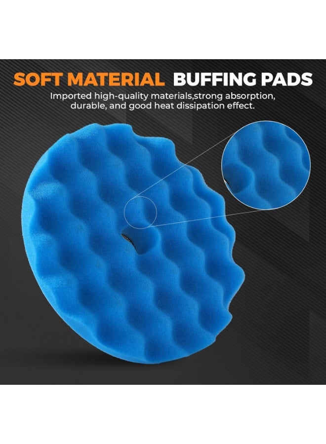 DUNISO 7 Pcs 5Inch Buffing Polishing Pads,Waffle Foam Buffing Pads Polishing Pads Wool Pad Kit,Sturdy and Durable,for 5Inch Backing Plate RO/DA/GA Car Polisher Boat Compounding, Polishing and Waxing - Image 4